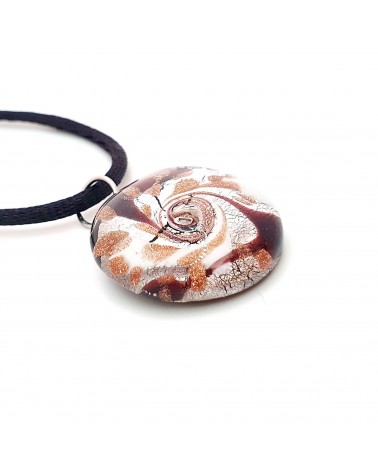 Pendentif Sally rond bombé vortex bijoux fantaisies fait à la main verre de Murano