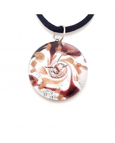 Pendentif Sally rond bombé vortex bijoux fantaisies fait à la main verre de Murano