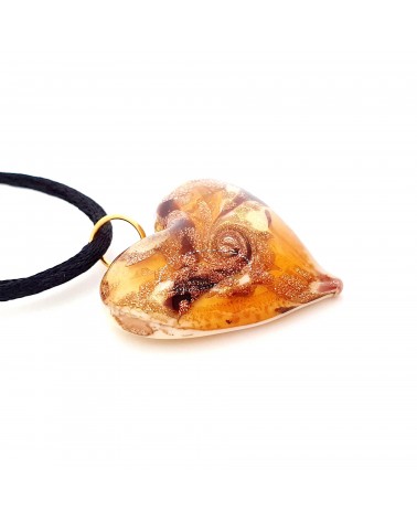 Pendentif cœur vortex en verre de Murano bijoux fantaisies fait à la main