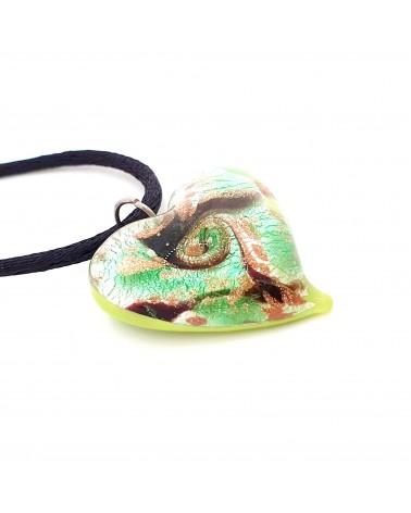 Pendentif cœur vortex en verre de Murano bijoux fantaisies fait à la main