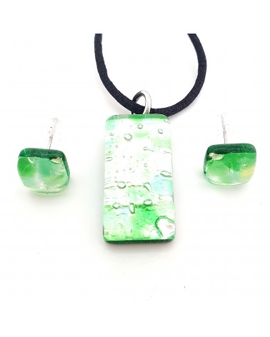 Petite parure rectangle en verre de Murano bijoux fantaisies fait à la main