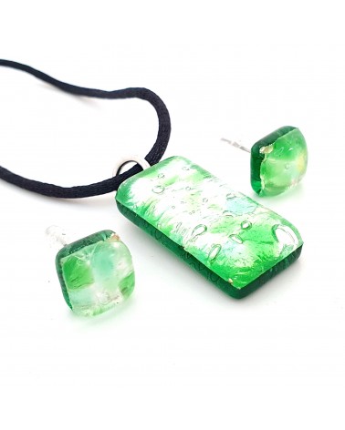 Petite parure rectangle en verre de Murano bijoux fantaisies fait à la main