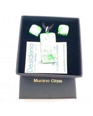 Petite parure rectangle en verre de Murano bijoux fantaisies fait à la main