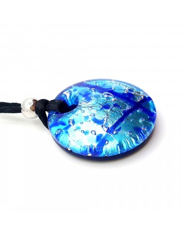 Pendentif rond plat verre de Murano marron bijoux