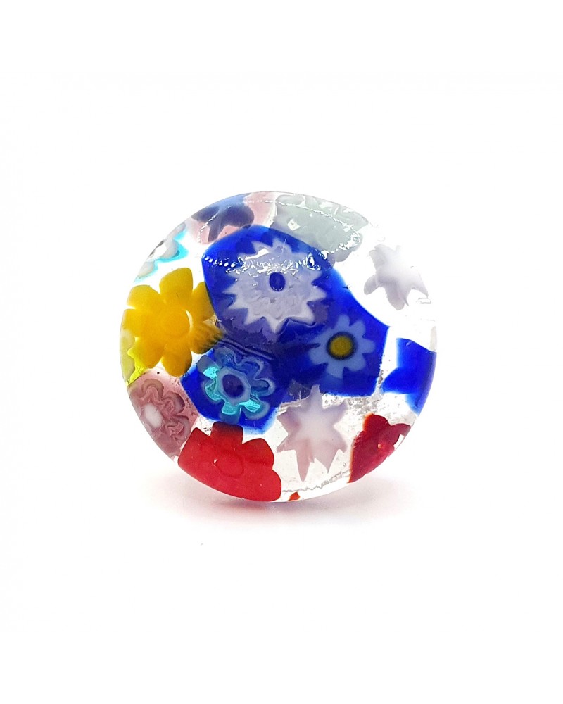 Bague ronde verre Murano murrine fleurs bijoux fantaisies