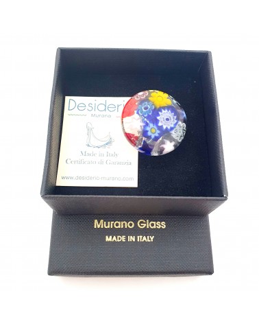 Bague ronde verre Murano murrine fleurs bijoux fantaisies