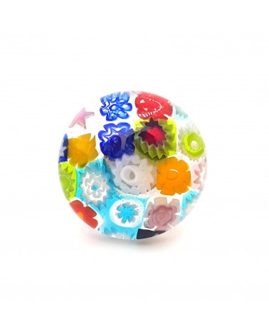 Bague ronde verre Murano murrine fleurs bijoux fantaisies