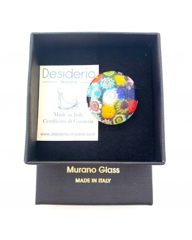 Bague ronde verre Murano murrine fleurs bijoux fantaisies