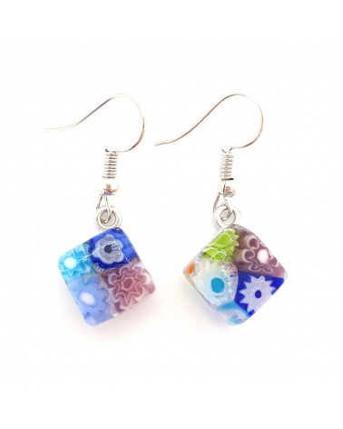 boucles d'oreilles carré murrina verre Murano bijoux fantaisies