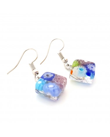 boucles d'oreilles carré murrina verre Murano bijoux fantaisies