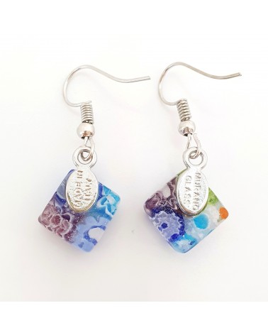 boucles d'oreilles carré murrina verre Murano bijoux fantaisies