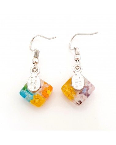 boucles d'oreilles carré murrina verre Murano bijoux fantaisies