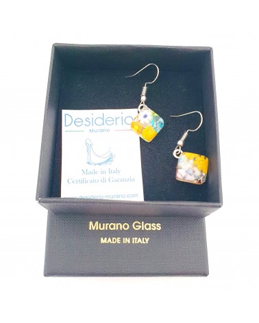 boucles d'oreilles carré murrina verre Murano bijoux fantaisies