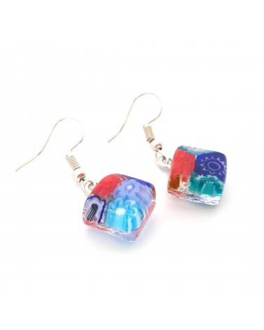 boucles d'oreilles carré murrina verre Murano bijoux fantaisies