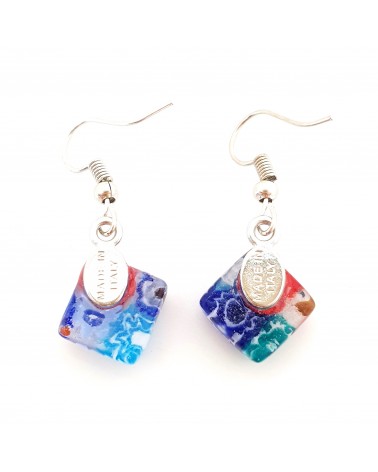 boucles d'oreilles carré murrina verre Murano bijoux fantaisies