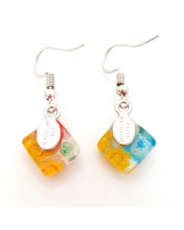 boucles d'oreilles carré murrina verre Murano bijoux fantaisies