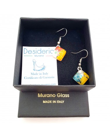 boucles d'oreilles carré murrina verre Murano bijoux fantaisies