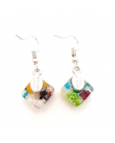 boucles d'oreilles carré murrina verre Murano bijoux fantaisies