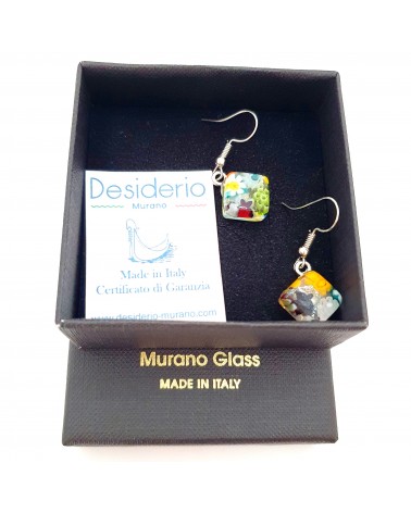 boucles d'oreilles carré murrina verre Murano bijoux fantaisies