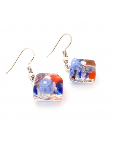 boucles d'oreilles carré murrina verre Murano bijoux fantaisies