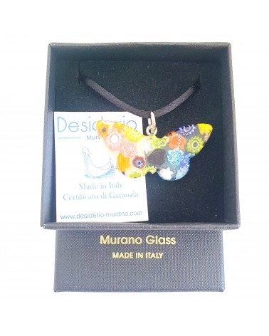 Pendentif Murano papillon murrine bijoux  fait à la main made in Italie