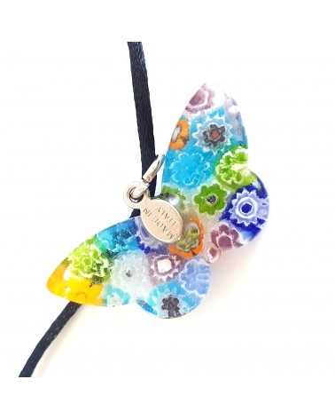 Pendentif Murano papillon murrine bijoux  fait à la main made in Italie