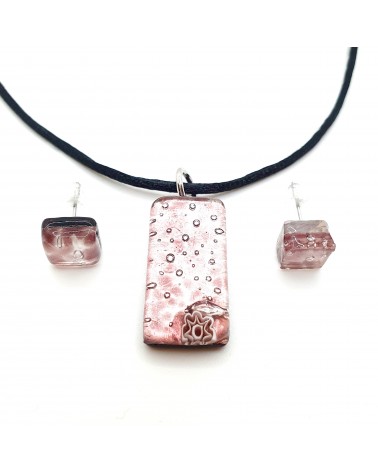 Petite parure rectangle en verre de Murano bijoux fantaisies fait à la main