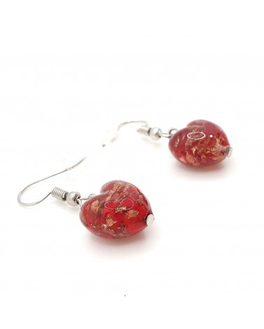 Boucles d'oreilles Monachella cœur rouge bijoux fantaisie verre de Murano