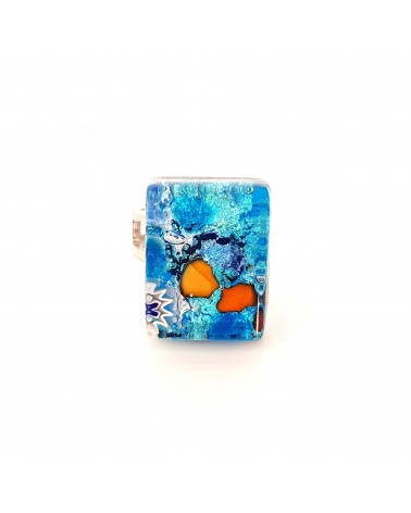 Bague rectangle en verre de Murano et murrine bijoux fantaisies artisans italiens