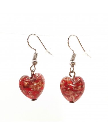 Boucles d'oreilles Monachella cœur rouge bijoux fantaisie verre de Murano