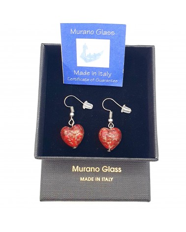 Boucles d'oreilles Monachella cœur rouge bijoux fantaisie verre de Murano