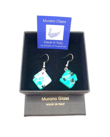 Grandes boucles d'oreilles carré en verre de Murano bijoux fantaisies fait à la main