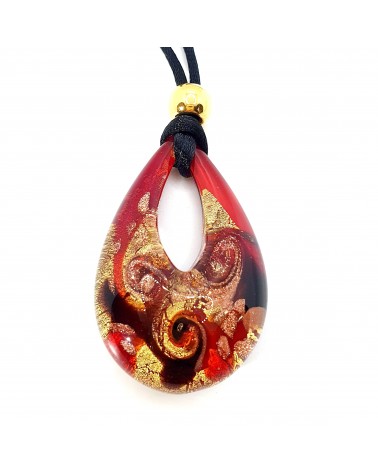 Pendentif Goutte Murano Rouge bijoux fantaisie made in Italie