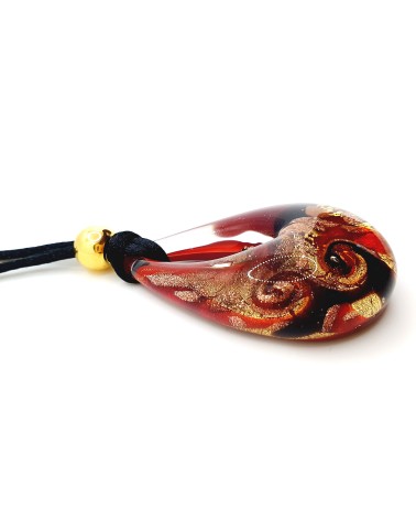 Pendentif Goutte Murano Rouge bijoux fantaisie made in Italie