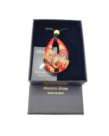 Pendentif Goutte Murano Rouge bijoux fantaisie made in Italie